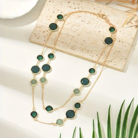 Resim Kadınlar için şık altın tonu alaşımlı ve imitasyon yeşili ile vintage boho tarzında uzun boyunluk - Günlük giyim, yıldönümleri ve anneler günü hediyeleri için mükemmel, Bohem boyunluk 