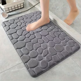 Resim 1 adet Peluş Hafıza Köpük Banyo Halısı, Çakıl Taş Kabartması - Hızlı Kuruyan, Kaymaz, Makinede Yıkanabilir - Yumuşak & Rahat Duş ve Banyo için, İdeal Sonbahar Dekor Aksesuarı, Banyo Halısı 
