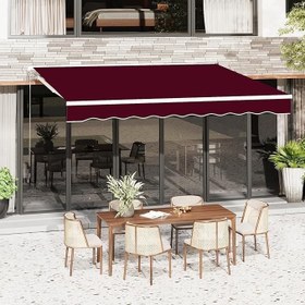 Resim Manuel Geri Çekilebilir Tente 12'x10' 10'x8' 13'x10' Su Geçirmez Güneşlik Kumaş Örtü Veranda Balkon Dükkanı Yedek Bezi için (Bordo 13x8ft 4x2.5m) 