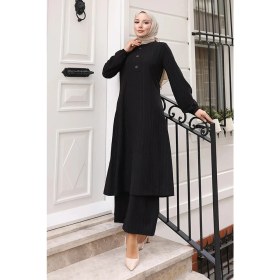Resim Missvalle Düğmeli Tesettür Takım Siyah MSV10358 
