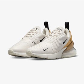 Resim Nike Air Max 270 Trainers in White and Gold Sneaker Kadın Beyaz Günlük Spor Ayakkabı 