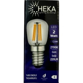 Resim Heka 2W (22W) 2700K (Sarı Işık) E14 Duylu LED Rustik Ampul (2 Adet) 