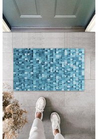 Resim Dijital Baskı Mavi Dijital Kapı Paspası K-3207 