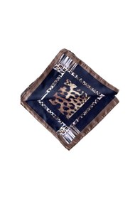 Resim Saten Bandana Saten Fular Saten Çanta Aksesuarı Özel Desen Bandana 45x50 Cm Beyaz - Haki 