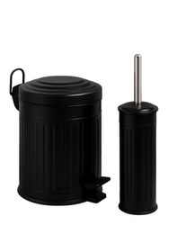 Resim Vintage Banyo Seti Beyaz Çöp Kovası 5lt Tuvalet Fırçası Lüks Model - Mini Boy Çöp Poşeti Hediyelidir Siyah 