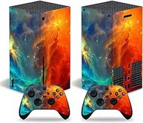 Resim Xbox Series X için ROIPIN Siyah Kaplama, X-Box Series X Konsol Denetleyicileri için Koruyucu Film Çıkartması, Kaplama Çıkartması Tam Kapak (Kırmızı-Yeşil Bulutsusu) 