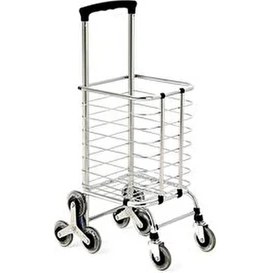 Resim Taşınabilir Katlanabilir Alışveriş Pazar Arabası Altı Tekerlekli Metalik 30 kg 