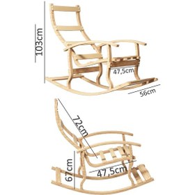 Resim Mobildecoaş Mobildeco Padişah Ahşap Sallanan Sandalye Bordo - Doğal Bordo 