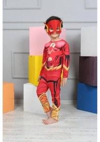 Resim Flash Kostümü + Maske - Flaş Çocuk Kostümü - Flaş Kostümü - Tulum 