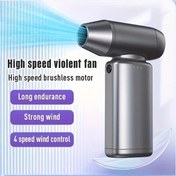 Resim Willowhaven Jkuoo Yüksek Güçlü Taşınabilir El Tipi Türbinli Üfleyici Fırçasız Motor Led El Feneri Gri 