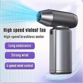 Resim Willowhaven Jkuoo Yüksek Güçlü Taşınabilir El Tipi Türbinli Üfleyici Fırçasız Motor Led El Feneri Gri 