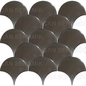 Resim Can Seramik - 17x17 Cm. Gümüş Kaplama Balık Pulu Çini Karo 