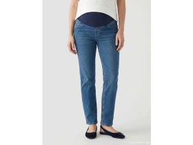 Resim LC Waikiki Indigo Karın Panelli Straight Fit Hamile Jean Pantolon 