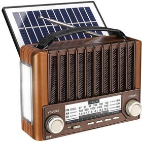 Resim Mikado MDR-310 Ahşap USB- TF Destekli FM-AM-SW+BT+SOLAR 3 Band Klasik Radyo 