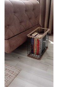 Resim Egindra Dekoratif Hasır Gazetelik / Dergilik / Kitaplık / Metal Tel Hasır Örgülü düzenleyici 
