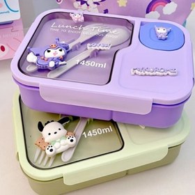 Resim Sanrio Tarzı Öğle Yemeği Kutusu: Şık, Yüksek Kapasiteli Kuromi & Pompom Köpek Desenli İzole Bento Kabı 