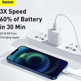 Resim Baseus Superior 20 W 0.25 m Type-C to Lightning Hızlı Şarj Kablosu Beyaz 