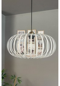 Resim Este Beyaz Sarkıt Avize Yarım Lale Başlık İç Mekan Aydınlatma Dekoratif Mutfak Cafe Ofis Beyaz 