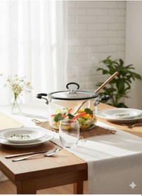 Resim Qerhome Borosilikat Cam Siyah Silikon Detaylı Cam Tencere 3500 Ml 3,5 Lt Ttk Şeffaf 