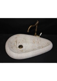 Resim Ham Traverten Çakıl Lavabo 