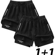 Resim Erkekler için 2'lü Paket Rahat Şortlar, Nefes Alabilen Polyester, Hafif Esneklik, Moda Spor Stili, Dokuma Kumaş, Polyester Elastane, 120Gsm/170Gsm, Düzenli Kesim, Dış Mekan Aktiviteleri İçin Baskılı Tasarım 