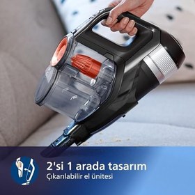 Resim Philips SpeedPro Max Kablosuz Dik Süpürge, 2'si 1 arada: Dikey& El Süpürgesi, 360 derece emiş başlığı, 65 dakika çalışma süresi, PowerCyclone 8, Koyu Siyah (XC7040/01) 