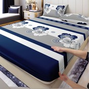 Resim 3 Parça Set Klasik Mavi ve Beyaz Çiçek Desenli Yatak Örtüsü Takımı / 2 Yastık Kılıfı / Twin, Full, Queen & King Boyutlar İçin - Yumuşak Bej Renkli - Kolay Bakım - Rahat Kullanım ve Matara Uyumlu - Tüm Mevsimler İçin Uygun 