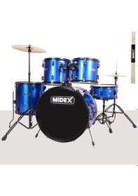 Resim Midex CD900X-BL 22'' Yetişkin Akustik Bateri Davul Seti 22B-13T-12T-16F-14S (5 Parça) 