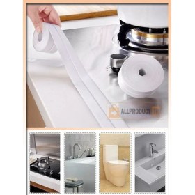 Resim Allproduct TR All Product Su Sızdırmaz Banyo Mutfak Lavabo Küvet Kenar Bandı 3.2 M x 38 mm - Kendinden Yapışkanlı Su Geçirmez Izolasyon Şerit Bandı, Pvc Sızdırmaz Tamir Bandı Beyaz 