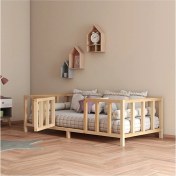 Resim Hft Home Kapılı Unisex Montessori Bebek ve Çocuk Karyolası Doğal Ahşap Yatak 