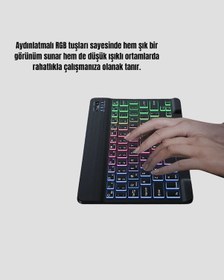 Resim Tek Aydınlatmalı Türkçe Q Rgb Klavye Sessiz Ve Dayanıklı Tuş Takımı Najmaddin 
