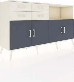 Resim Kronos Konsol 4 Raflı 4 Çekmeceli 4 Kapaklı 176x59x99 Aytaşı-antr Aytaşı-antrasit/aytaşı 