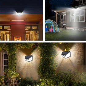 Resim 100 LED Güneş Enerjili Dış Duvar Lambası Hareket Sensörü ile - Enerji Tasarruflu, Su Geçirmez LED Aydınlatma Bahçe, Patio ve Bahçe için, Yarı Gömme Montaj, Plastik Malzeme, 300mAh Lityum Pil Dahil, Dış Aydınlatma için Işıklar 