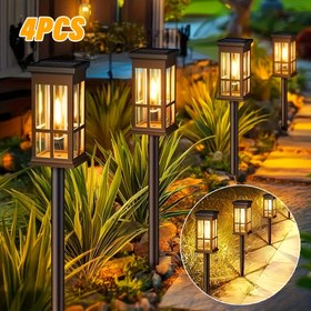 Resim 4 Adet Dış Mekan Güneş Enerjili Koridor Işıkları, IP65 Su Geçirmez Bahçe Aydınlatmaları, Otomatik Açma/Kapama Özellikli Dış Mekan Işıklar, Çim, Bahçe, Yürüyüş Yolu, Veranda ve Araç Yol Dekoratif Aydınlatması için Güneş Enerjili Peyzaj Işıkları 