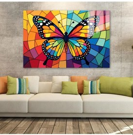Resim Renklerin Dansı: Vitray Sanatı Kelebek Cam Tablo 