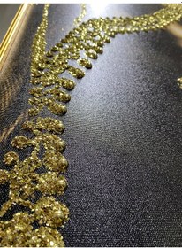 Resim Ayna Çerçeveli Kanvas Tablo Altın Simli Örtülü Kadın 