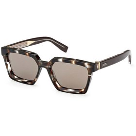 Resim ZEGNA Unisex Bi Color-Kahverengi Organik Aynalı (UV) Cam Selüloz Asetat (Selüloid) Kapalı Çerçeve Dikdört 