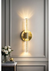 Resim Bhbackhome Bubbleflux Şık Tasarım Modern Ledli Aplik 40 Cm Pilli Gold 