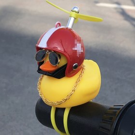 Resim 1 Adet Ördek Bisiklet Zili ve Kask, Squeaky Ördek Bisiklet Zili/Gidon Aksesuarı, Kask ve Zincir Dahil, PVC Malzeme, Bisiklet ve Motosikletler İçin Uygun, Bisiklet Tutkunlarına Hediye 