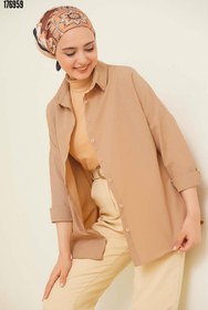 Resim 103901 Oversize Basic Tesettür Gömlek Camel 