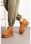 Resim Shoetek Lelnon Kadın Bot İçi Kürklü Kalın Tabanlı Taba Süet Taba Suet 