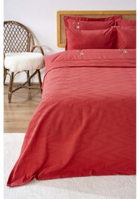 Resim Rivaistanbul Noris Nar Çiçeği Çift Kişilik %100 Pamuklu Nakışlı Nevresimli Pike Takımı - 7 Parça Çeyiz Seti 