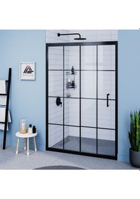 Resim Vesta D200 İki Duvar Arası 1 Sabit 1 Sürgü Duşakabin Siyah Profil Karolaj Cam H: 190 Cm Diğer 