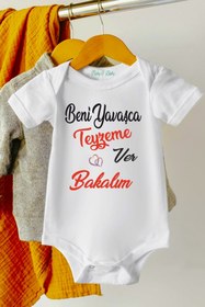 Resim Baby&Baby Beni Yavaşca Teyzeme Ver Bakalım Organik Baskılı Unisex Çıtçıtlı Bebek Body 