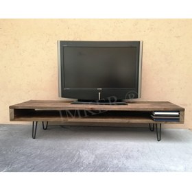 Resim IMKER HOME Dekoratif Masif Doğal Ahşap Metal Firkete Ayaklı Tv Sehpası 