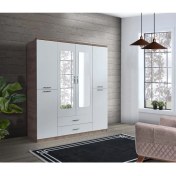 Resim Sivas Gözde Ekonomik 4 Kapılı Çekmeceli Gardrop Elbise Dolabı 