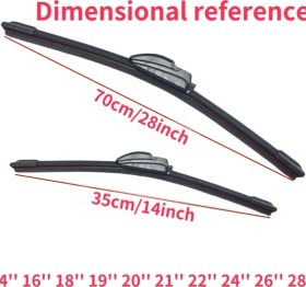 Resim Turcoshop11 1 Adet Hd Sessiz Dayanıklı Evrensel Çift Raylı 6 Lastik U Telli 28''-70cm Araba Süpürgesi 