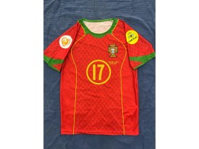 Resim Cristiano Ronaldo Portekiz 2004 Avrupa Şampiyonası Kısa Kol Nostalji Forma / Retro Ronaldo Forma 