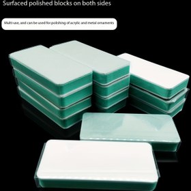 Resim Uzun şekilli zımpara ve cilalama bloğu, profesyonel çift taraflı mini sünger seti, küçük kare oje blokları, 10/20 adet akvaryum temizliği, nail art, metal takı yapımı, model yapım için yeşil zımparalama + beyaz cilalama pratik araç kit 