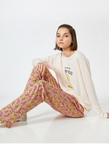 Resim Koton Tweety Lisanslı Baskılı Desenli Uzun Kollu Pamuklu Pijama Seti 